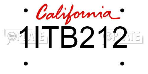 1ITB212 California License Plate