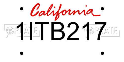 1ITB217 California License Plate