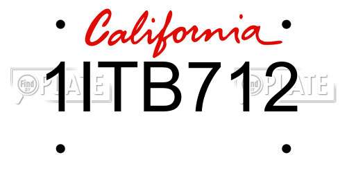 1ITB712 California License Plate