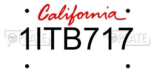 1ITB717 California License Plate