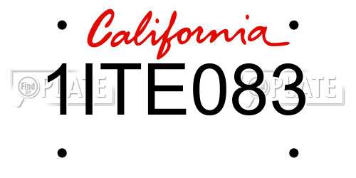 1ITE083 California License Plate