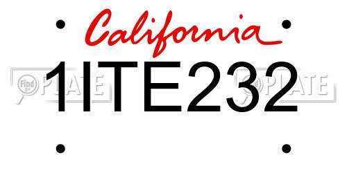 1ITE232 California License Plate