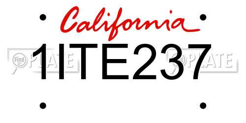 1ITE237 California License Plate