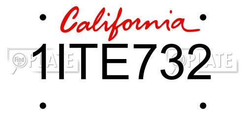 1ITE732 California License Plate