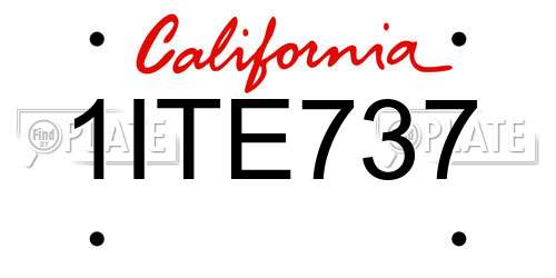 1ITE737 California License Plate