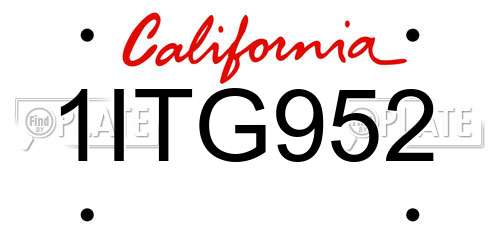 1ITG952 California License Plate
