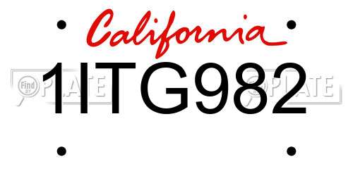 1ITG982 California License Plate