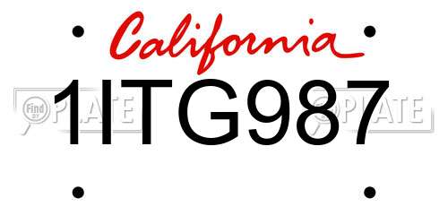 1ITG987 California License Plate