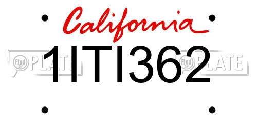 1ITI362 California License Plate
