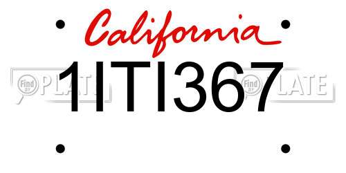 1ITI367 California License Plate