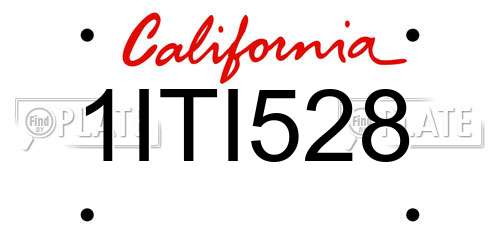 1ITI528 California License Plate