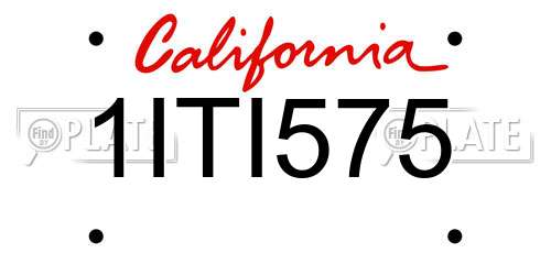 1ITI575 California License Plate