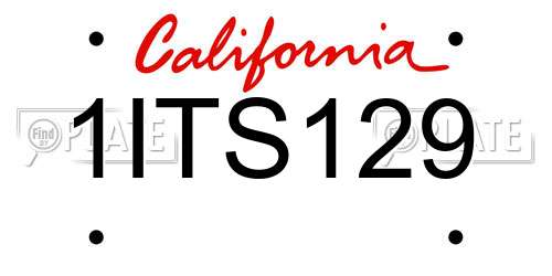 1ITS129 California License Plate