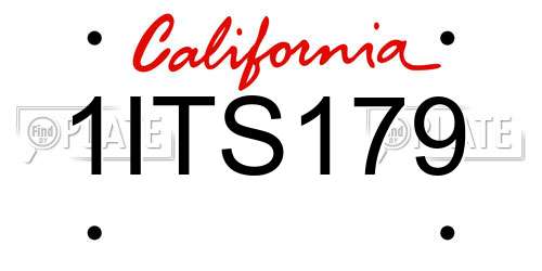 1ITS179 California License Plate