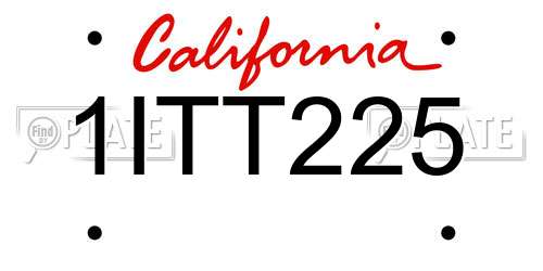 1ITT225 California License Plate