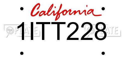 1ITT228 California License Plate
