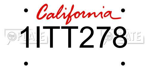 1ITT278 California License Plate