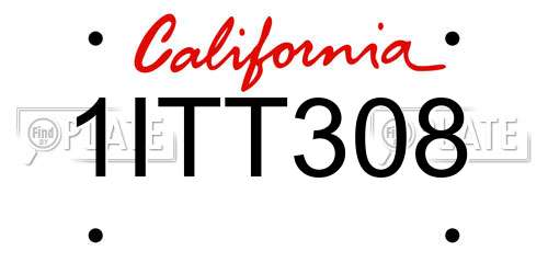 1ITT308 California License Plate