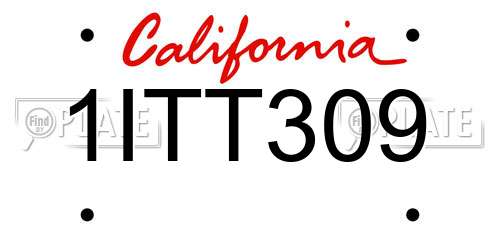 1ITT309 California License Plate
