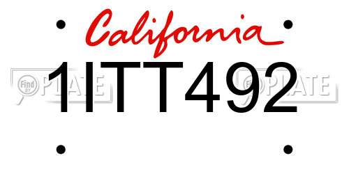 1ITT492 California License Plate