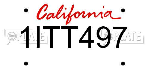 1ITT497 California License Plate