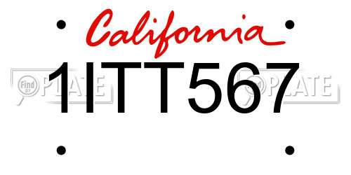 1ITT567 California License Plate