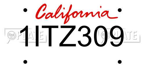 1ITZ309 California License Plate
