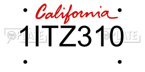 1ITZ310 California License Plate