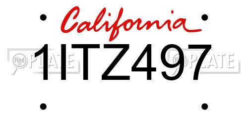 1ITZ497 California License Plate