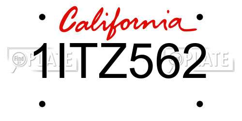 1ITZ562 California License Plate