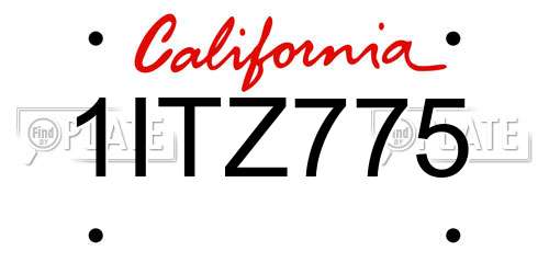 1ITZ775 California License Plate