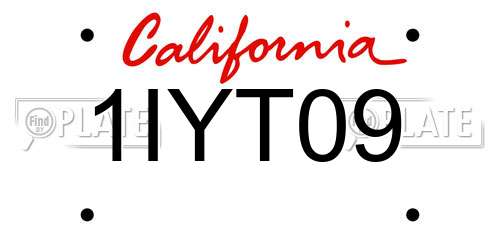 1IYT09 California License Plate