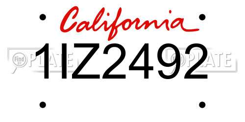 1IZ2492 California License Plate