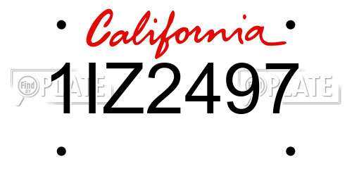 1IZ2497 California License Plate