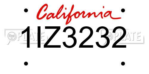 1IZ3232 California License Plate