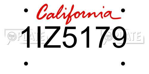 1IZ5179 California License Plate