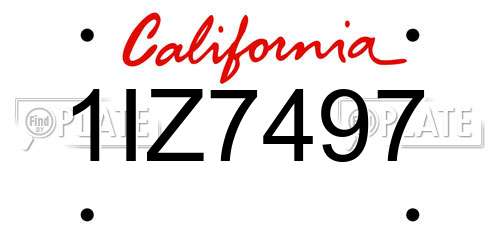 1IZ7497 California License Plate