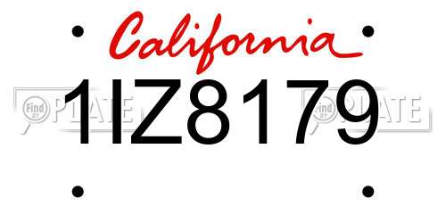1IZ8179 California License Plate