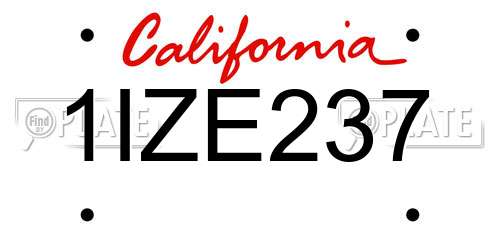 1IZE237 California License Plate