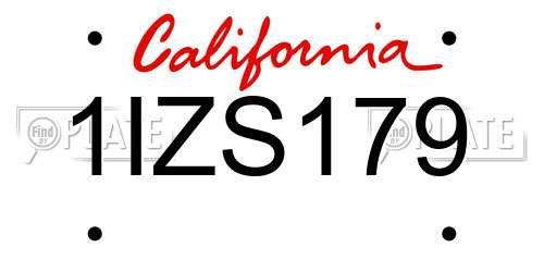 1IZS179 California License Plate