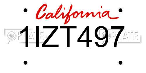 1IZT497 California License Plate