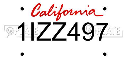 1IZZ497 California License Plate