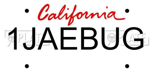 1JAEBUG California License Plate