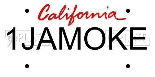 1JAMOKE California License Plate