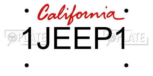 1JEEP1 California License Plate