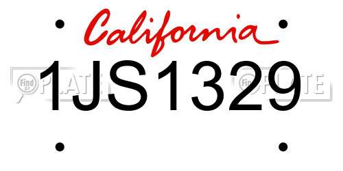 1JS1329 California License Plate