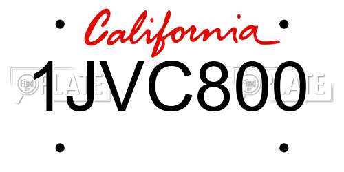1JVC800 California License Plate