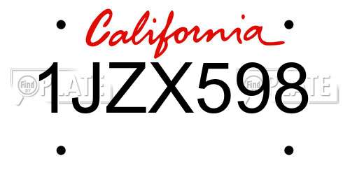 1JZX598 California License Plate