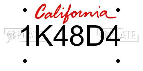 1K48D4 California License Plate