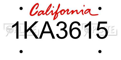 1KA3615 California License Plate
